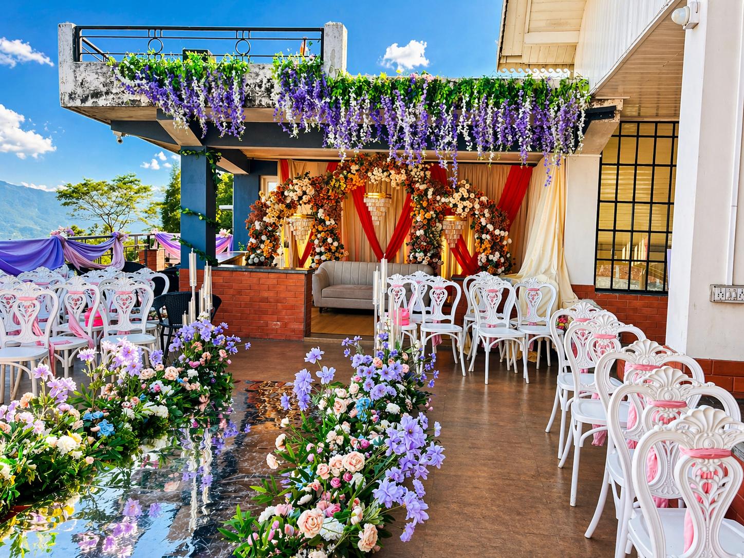 Terrace wedding setup